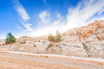 Sunrise in ruins of Petra, Jordan.