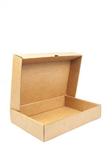 Brown paper box on white background.