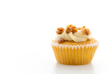 Nuts cupcake isolated on white background