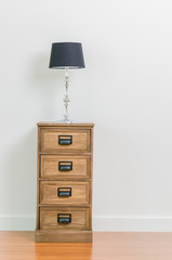 Lamp on bedside table