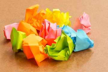 Paper ball - Crumpled of Sticky Post It Note on Craft Paperboard
