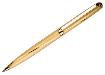 gold ballpoint isolated on white background