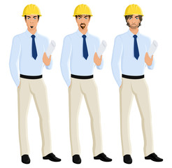 Man engineer portrait set