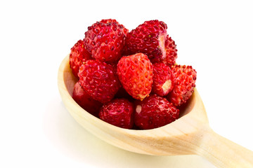 Strawberries on a wooden spoon