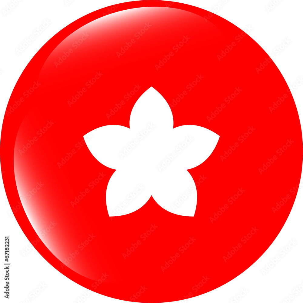 Poster flower on web icon, web button isolated on white background