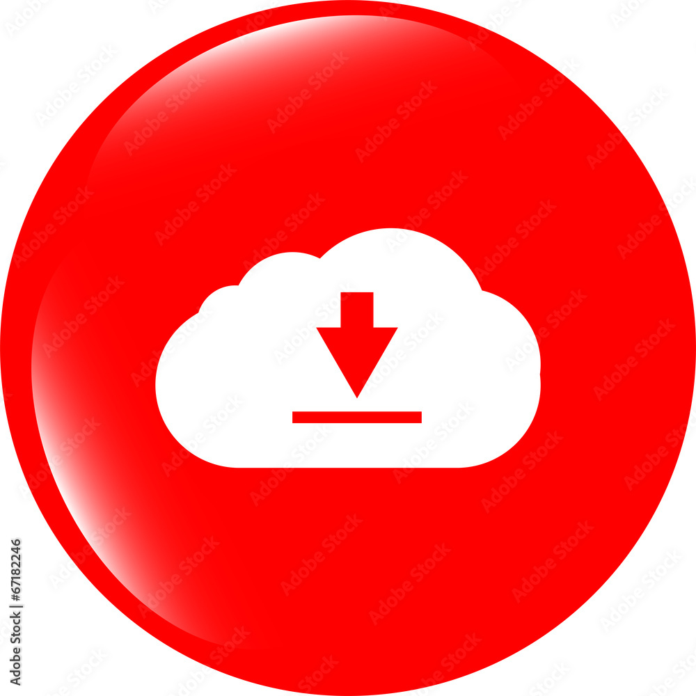 Poster abstract cloud icon. upload button. load symbol. round button