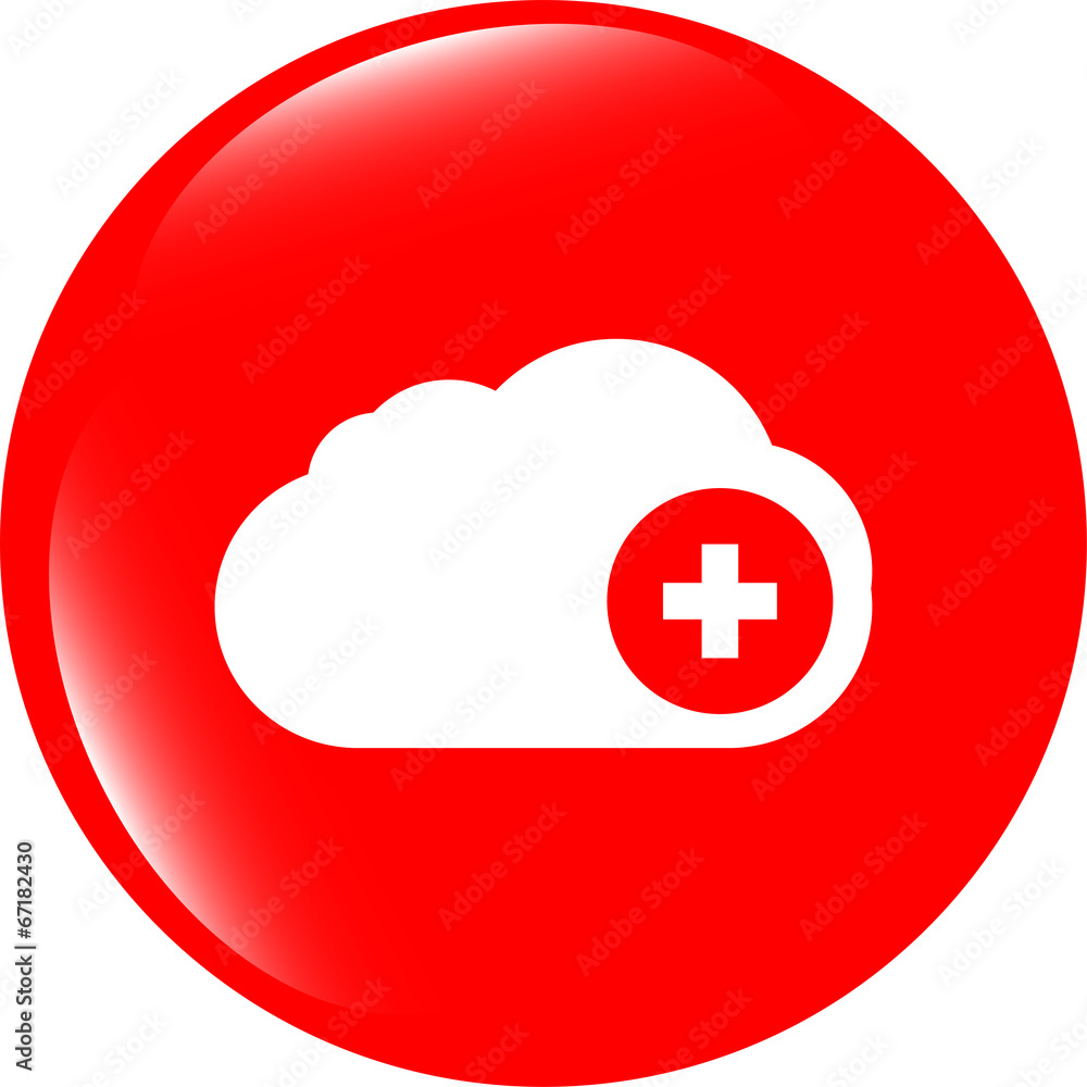 Poster web icon on the clouds with plus sign