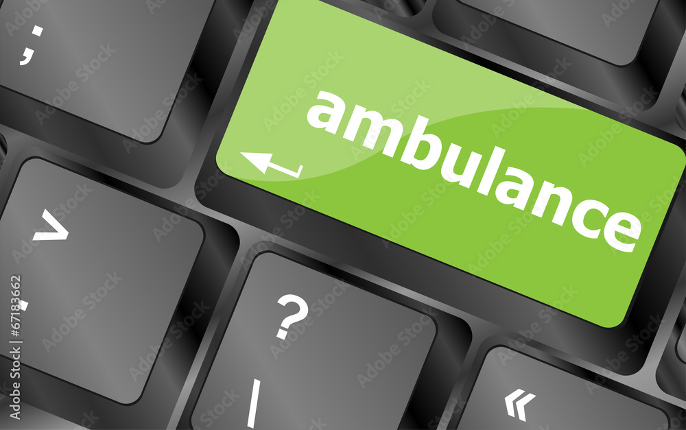 Poster ambulance button on modern computer keyboard key