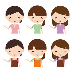 女性　主婦　店員　バリエーション