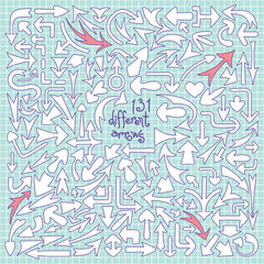 Set 131 different arrows. Design elements.