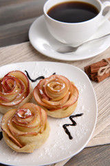 Tasty  puff pastry with apple shaped roses