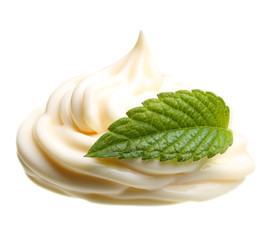 Cream with green mint leaf © Valentina R.