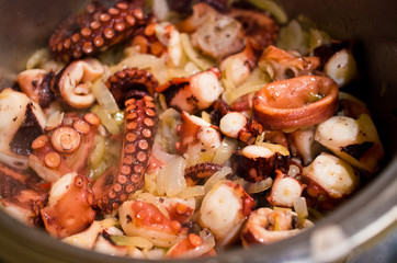 Octopus dish during preparation