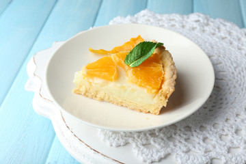Piece of homemade orange tart