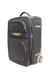 gray suitcase with combination lock isolate on white background