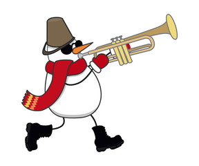 snowman plays the trumpet