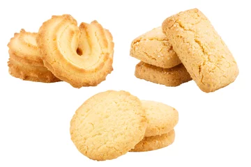 Fotobehang Set of butter cookies isolated on white background © amstockphoto
