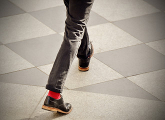 Man with red socks