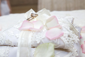 Wedding ring on wedding decoration