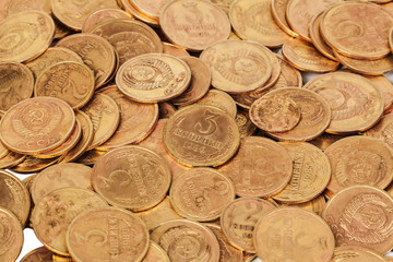 Old USSR coins closeup