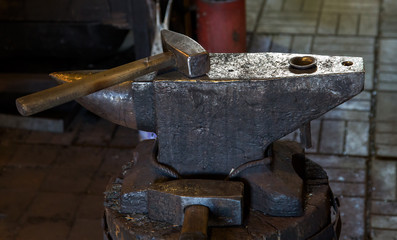 anvil in smithy with gavel