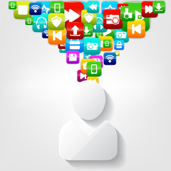 Application button.Social media.Cloud computing.