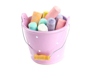 colorful chalks in a bucket isolated on white © Diana Taliun