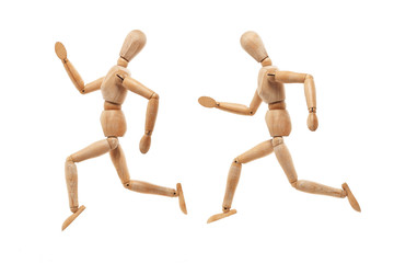 Wood man with running away pose