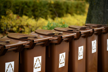 Recycle bins outdoors
