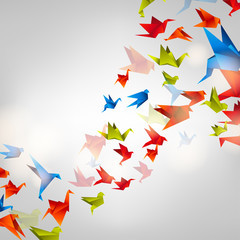 Obrazy na Plexi  Ptak papieru origami na abstrakcyjnym tle
