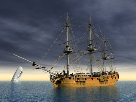 White Whale and Sailing Ship