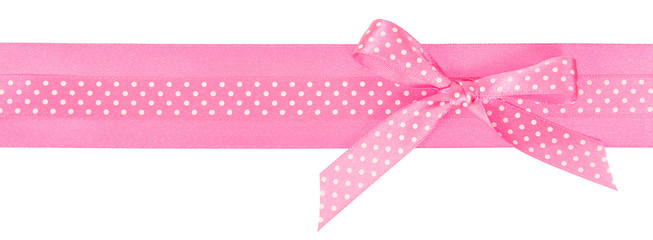 Pink polka dot ribbon with a bow