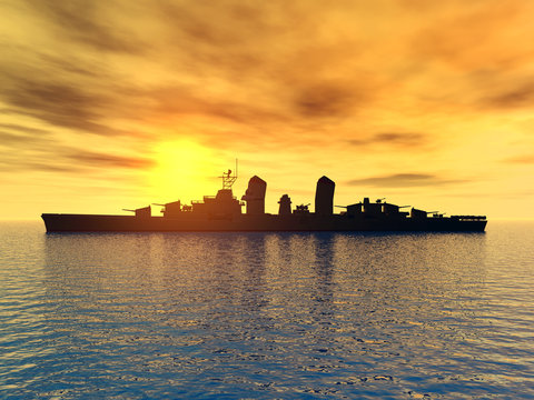 Silhouette of a Warship