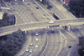 aerial view, freeway and bridge in berlin, germany