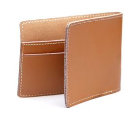 Brown Leather Purse on White background