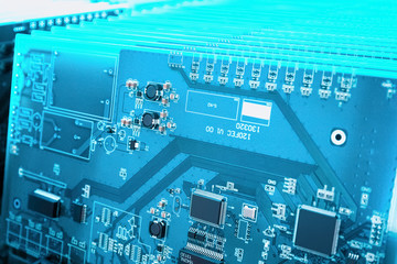 blue circuit board closeup