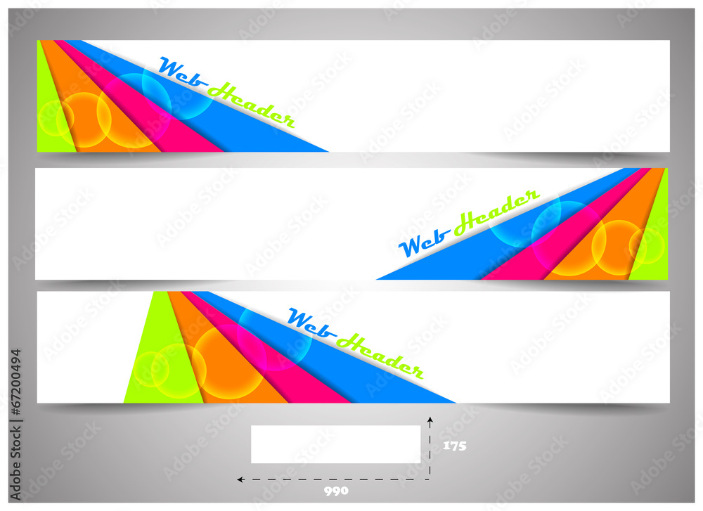 Poster web headers with precise dimension, set of vector banners