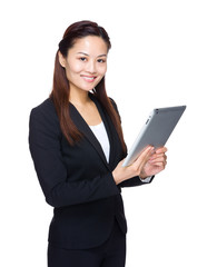 Asian business woman use tablet