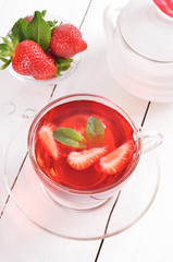 Strawberry tea with mint