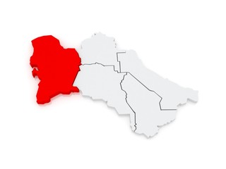 Map of Balkan Velayat. Turkmenistan.