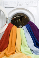 Washing machine and colorful laundry to wash