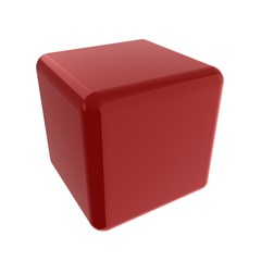 Icon, glossy red cube, abstract symbol