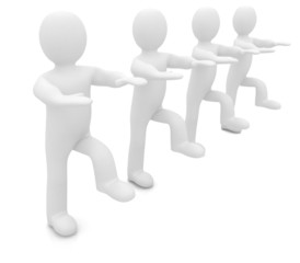 3d mans isolated on white. Series: morning exercises - flexibili