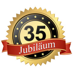 Jubilee button with banners german - Jubiläum 35 Jahre