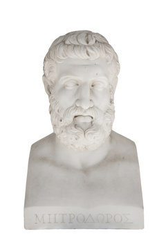 Isolated bust of Metrodorus of Lamsacus - greek philosopher