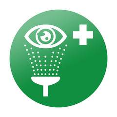 Etiqueta redonda lavado de ojos