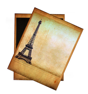 Vintage image of Eiffel tower isolated on white