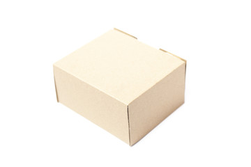 Brown paper box on white background.