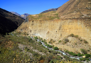 Mountain landscape in Cordiliera Huayhuash, Peru, South America