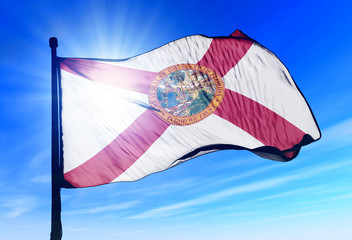 Florida (USA) flag waving on the wind